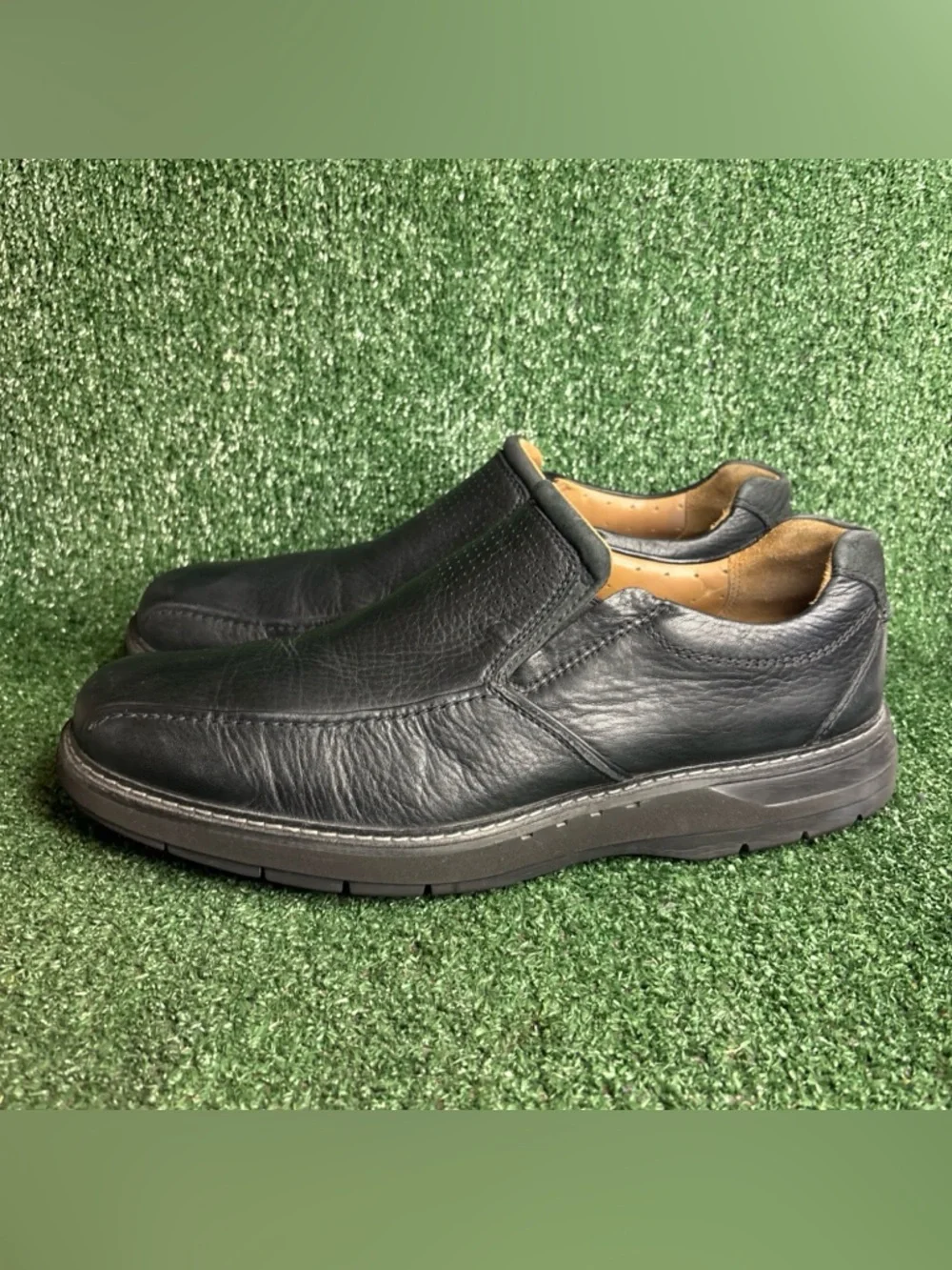 Clarks Unstructured Black Leather‎ Loafers Slip-On Men’s Size 14 M